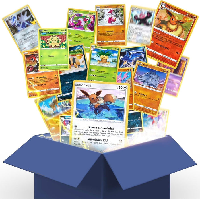 Pokémon 20 verschiedene Original Karten | Deutsch | 2 Holografische Karten | Sammelkarten aus aktuellen Sets mit Heartforcards Versandschutz
