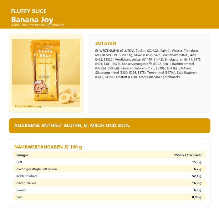 Fluffy Slice Triangle Cake 4er Probierpaket – Strawberry Bliss, Cocoa Desire, Banana Joy & Matcha Glow – Luftig-weicher Rührkuchen, einzeln verpackte süße Snacks