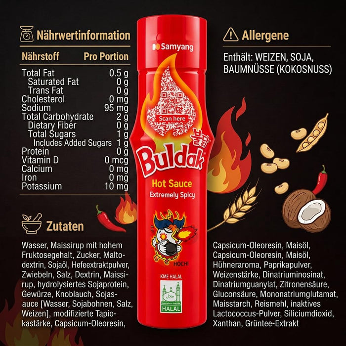 Samyang Buldak Hot Sauce 3er Set – Original, Extremely Spicy & Carbonara, 3 × 165 ml = 495 ml +Heartglobal Versandschutz