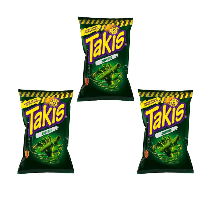 3x Takis Zombie 100g – scharfe & würzige Maistortilla-Chips mit Habanero-Chili & Gurkengeschmack | Knuspriger Snack für Fans von feurigem Geschmack