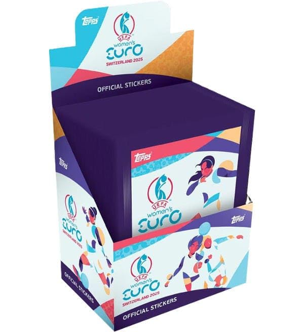 Official Women’s Euros 2025 Sticker Kollektion – Vollständige Box mit 50 Stickertüten (300 Sticker) – Offizielles Topps-Produkt zur Frauen-EM 2025 + Heartforcards® Versandschutz