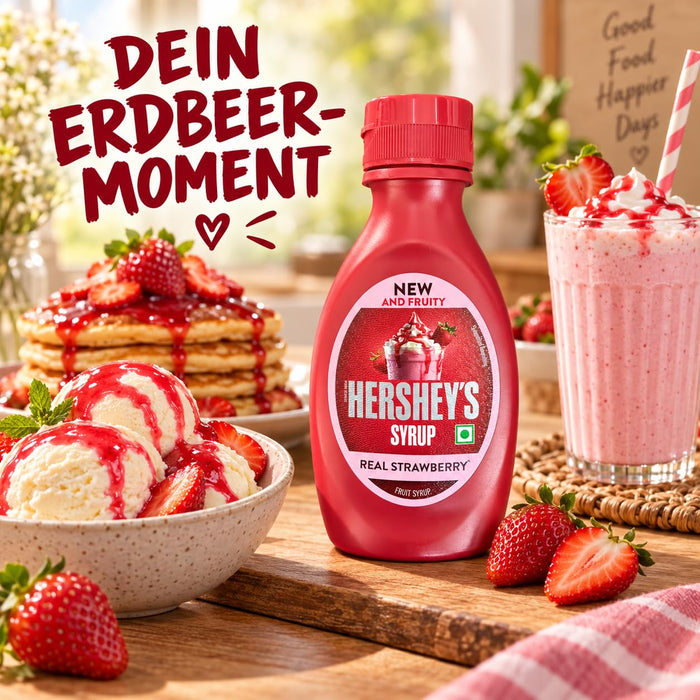Hershey’s Sirup Probierpaket 2er Mix – Schokolade & Erdbeere – 2 × 180 g Dessertsoße für Eis, Pancakes, Waffeln und Milchshakes +Heartglobal Versandschutz