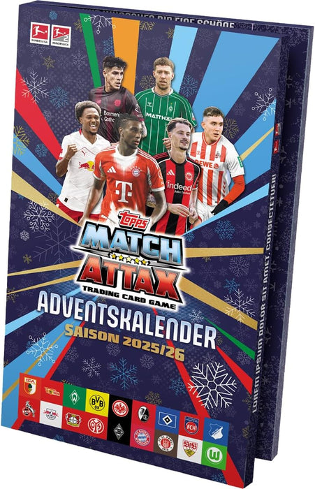 Topps Fußball Adventskalender Bundesliga Match Attax Sammelkarten 2025/26 | 1x Christmas Box | Sammelbox mit 133 Karten inkl. 4 Limited Editions & exklusiven Holiday Cards | Fußball Trading Cards