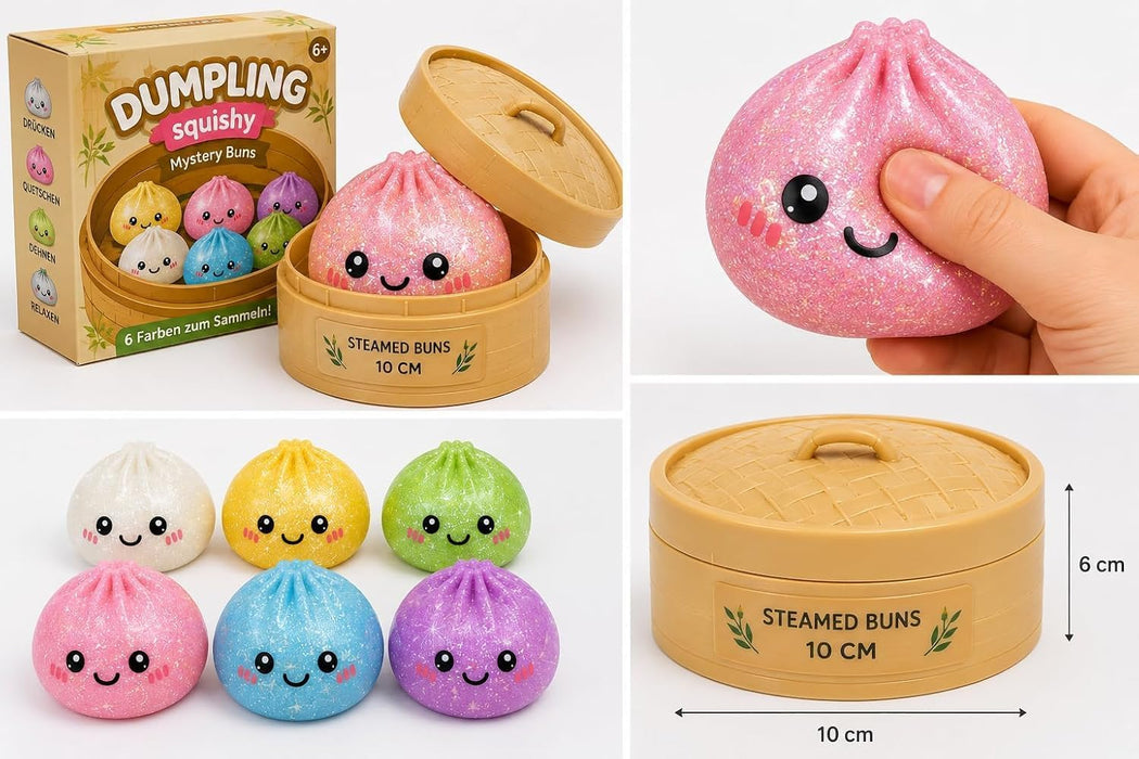 Squishy Dumpling Glitzer 10 cm – Kawaii Slow-Rising Anti-Stress Squishy Fidget-Spielzeug