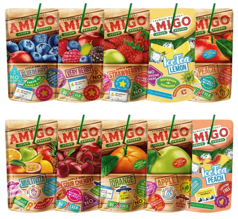Amigo 5er Softdrink Mix – 5x200ml Erfrischungsgetränke in verschiedenen Sorten | Fruchtige Getränke für unterwegs, Sport & Freizeit | Zufallsauswahl – Ice Tea, Frucht & Mehr