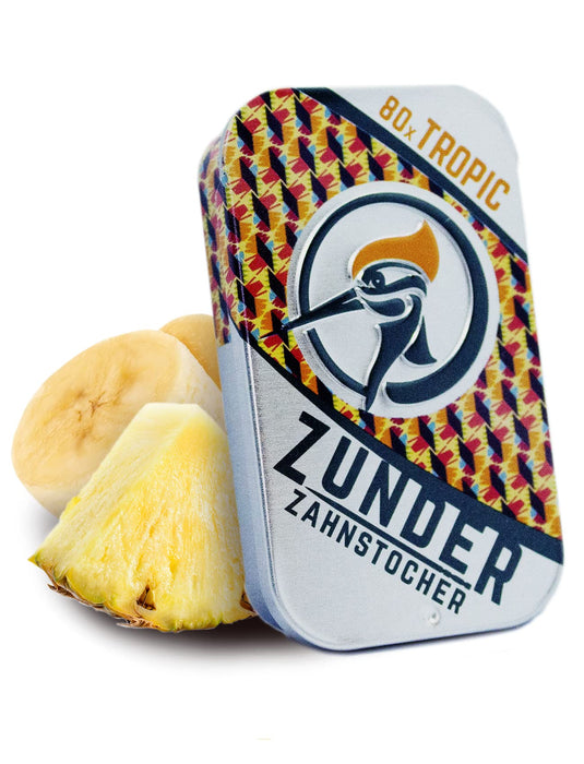 Zunder Zahnstocher | Zahnstocher mit Geschmack | 80 stück in stylischer Dose | perfekt geeignet zur Zahnreinigung, oder zum abgewöhnen unliebsamer Angewohnheiten | Geschmacksintensiv