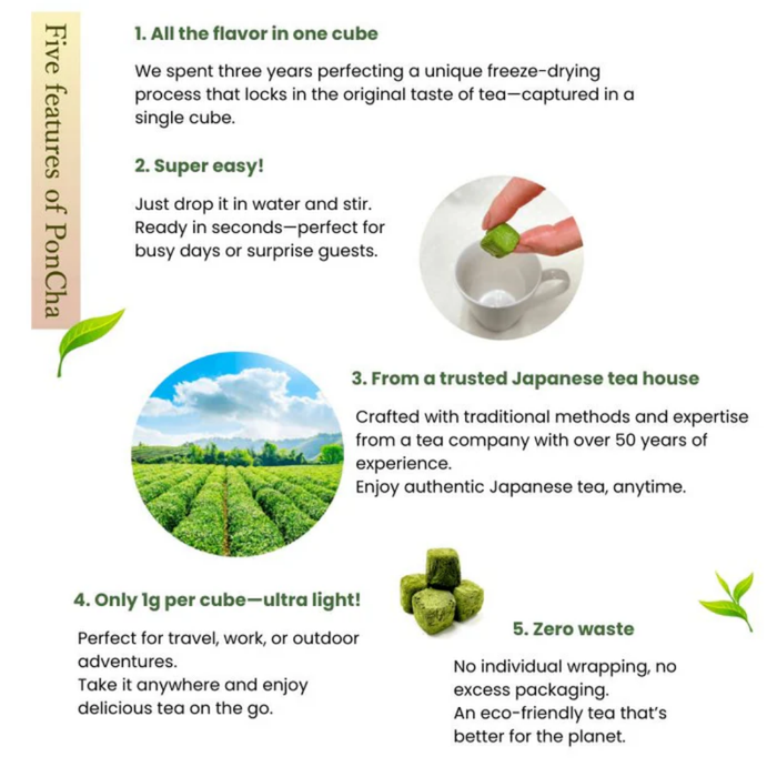 PonCha Matcha – Matcha Tee Tablet in Würfelform – 10 g