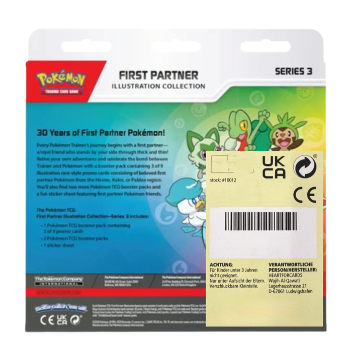 Pokémon First Partner Illustration Collection Series 3 – 3 Promokarten + 2 Boosterpacks Englisch