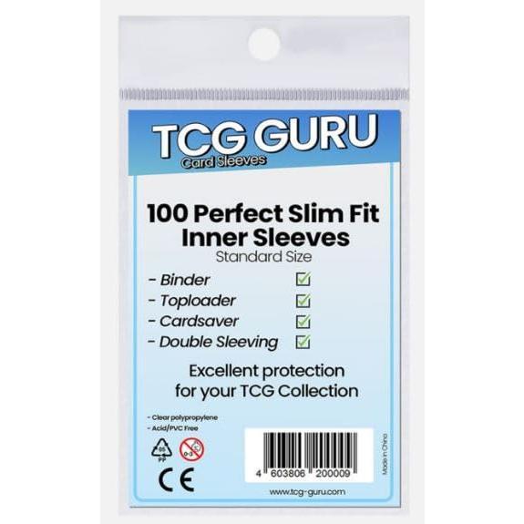 4x100 TCG Guru Perfect Size Fit Inner Sleeves 4x100 Soft Sleeves Größe: 64x89mm + Heartforcards® Versandschutz