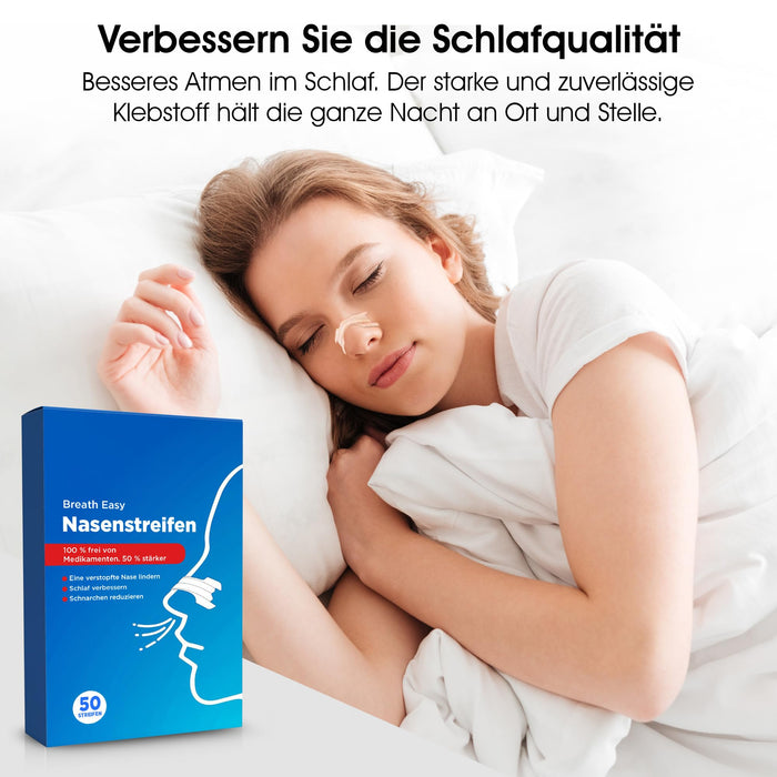 Anti-Schnarch Nasenstrips | 50 Nasenpflaster fürs bessere Atmen für Sport und Schlaf für Erwachsene und Kinder | Hautfarbe | Atemtrainer gegen Schnarchen | Nasal Strips