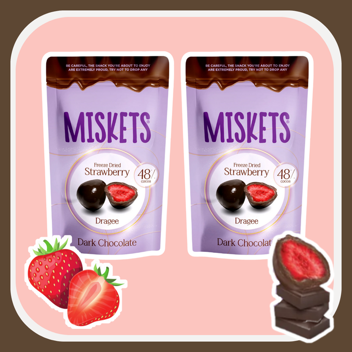 2x Miskets Dark Chocolate Strawberry – Premium Schokoladen-Trüffel mit Erdbeerfüllung (2x80g)