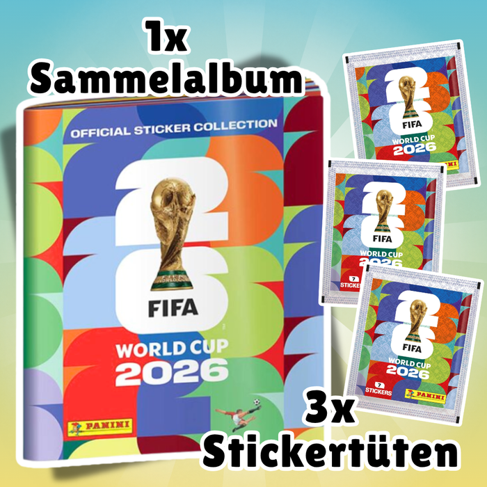Panini FIFA World Cup 2026 Starter Set – Softcover Sammelalbum mit 3 Stickertüten