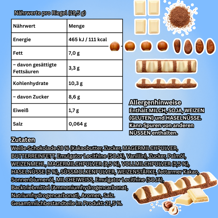 Kinder Bueno White Double Bars – 30er Pack (30×39 g) Weiße Schokolade mit Haselnussfüllung