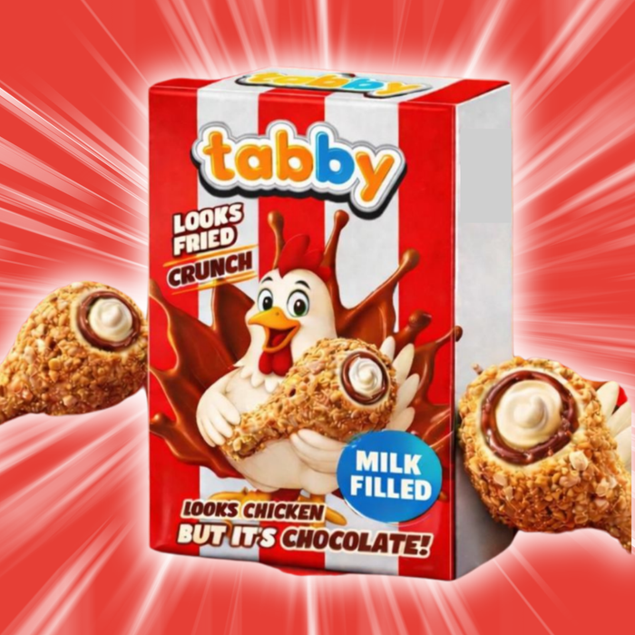 Tabby looks fried but its chocolate – crunch chocolate milk filled, Schoko-„Hähnchenteile“ mit Knusperhülle 48g