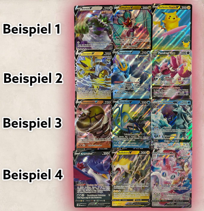 Pokémon Original 3 verschiedene V Karten DEUTSCH bestehend aus V, VMAX, VSTAR oder GX seltene Karten GARANTIERT aus aktuellen Sets
