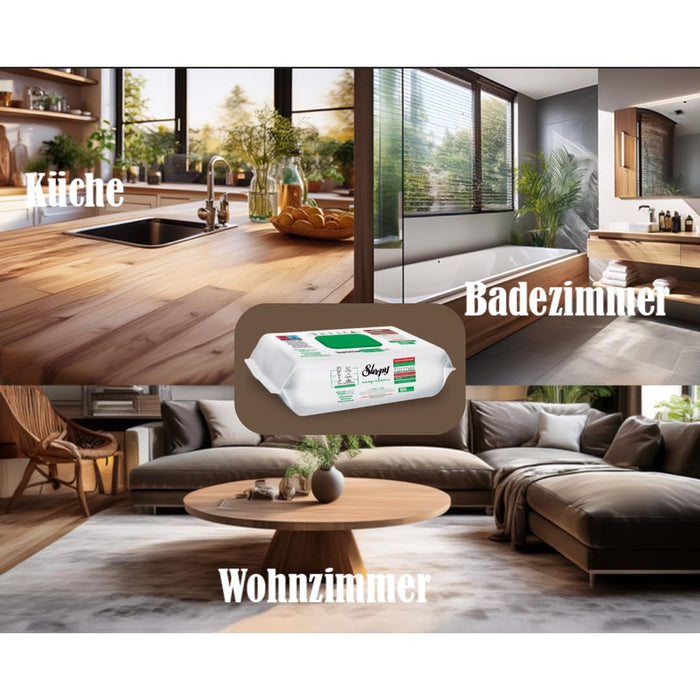 Sleepy Easy Clean – 6er Pack Reinigungstücher (Grün, 6 × 100 Stück, Weißseife-Formel) – streifenfreier Glanz auf allen Oberflächen