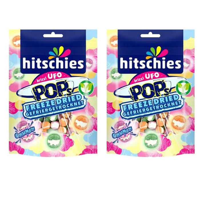 2x Hitschies Brizzl UFO Pops gefriergetrocknet | 2x 50g | Fruchtiger Space-Genuss mit kosmischem Crunch