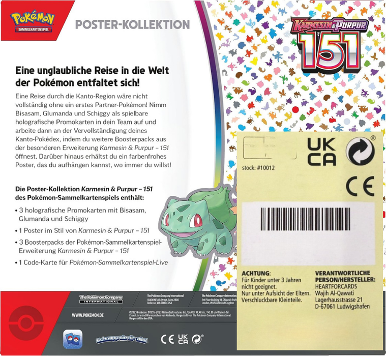 Pokémon Karmesin & Purpur 151 Poster Box Deutsch – 3 Booster + Promokarte + Poster