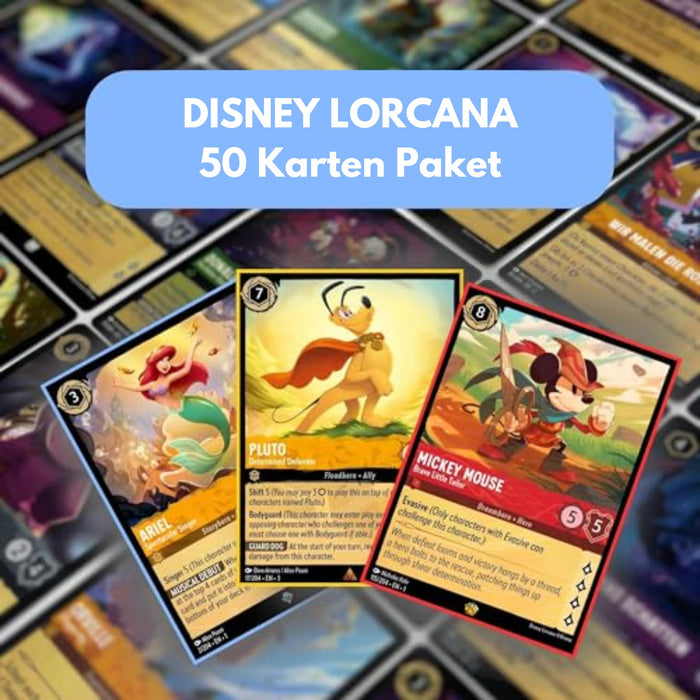 Disney Lorcana Set - 50 Deutsche Karten | Karten aus den aktuellsten Sets | Perfekt für Sammler & Einsteiger