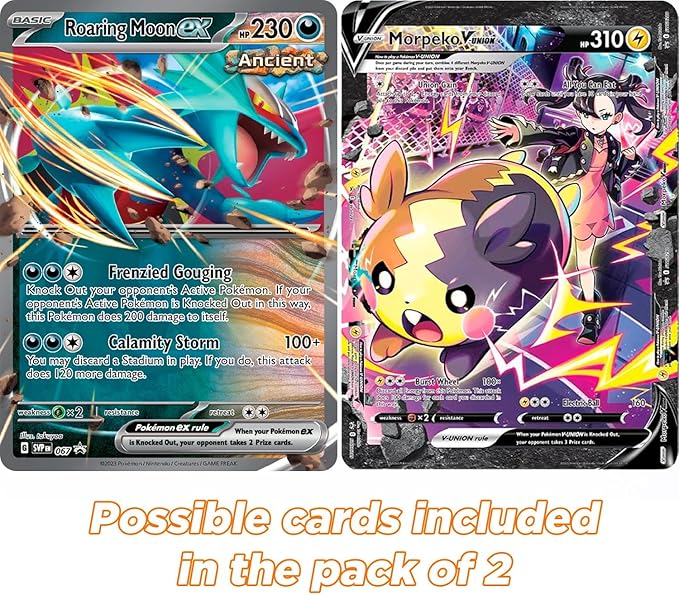 2er-Pack XXL-Format Offizielle Pokémon Jumbo-Karten (Englisch) – Zufällige Rarität (V/VMAX/GX/Holo)