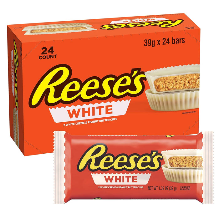Reese’s Peanut Butter Cups White – 24 Stück (24 x 39,5 g) – Erdnussbutter in weißer Schokolade – Original amerikanischer Snack