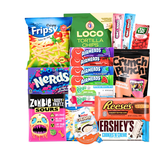 Super Amerikanische Süßigkeiten Snackbox | 10 Teile | USA Import | Box voller Trendprodukte | Geschenk für Geburtstage und jeden Anlass