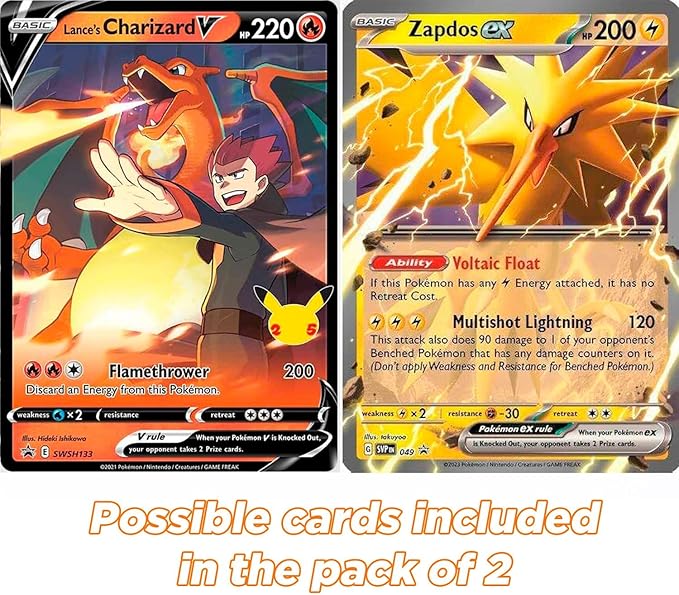 2er-Pack XXL-Format Offizielle Pokémon Jumbo-Karten (Englisch) – Zufällige Rarität (V/VMAX/GX/Holo)