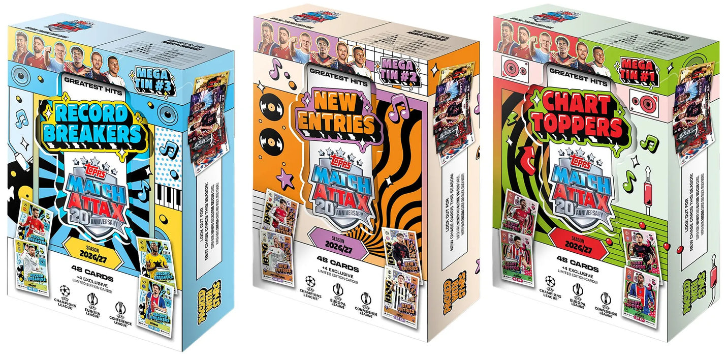 Topps Match Attax UEFA Club Competitions 2026/2027 – Mega Tin – Zufälliges Design – Deutsch