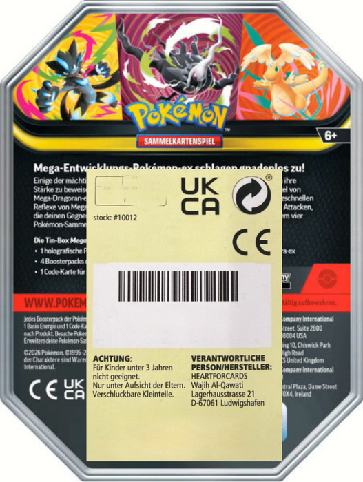 Pokémon Mega-Dragoran ex Tin Box Deutsch – 1 Promokarte + 4 Boosterpacks + Code-Karte