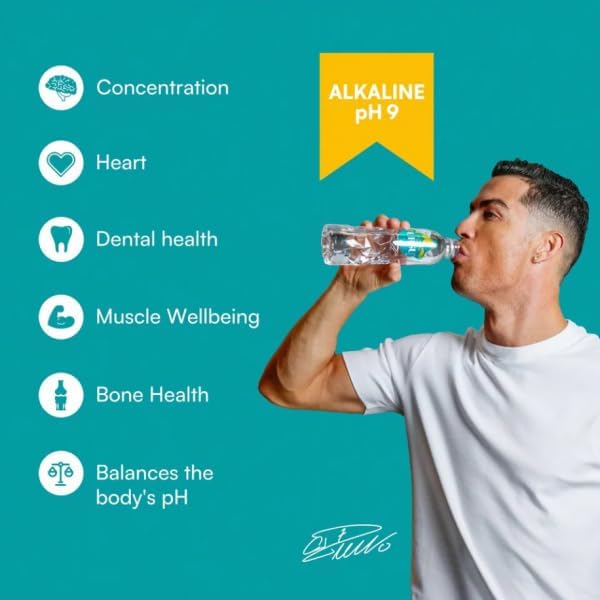 URSU 9 – Cristiano Ronaldos Premium-Wasser – 6 x 500 ml – Alkalisches Mineralwasser mit pH 9