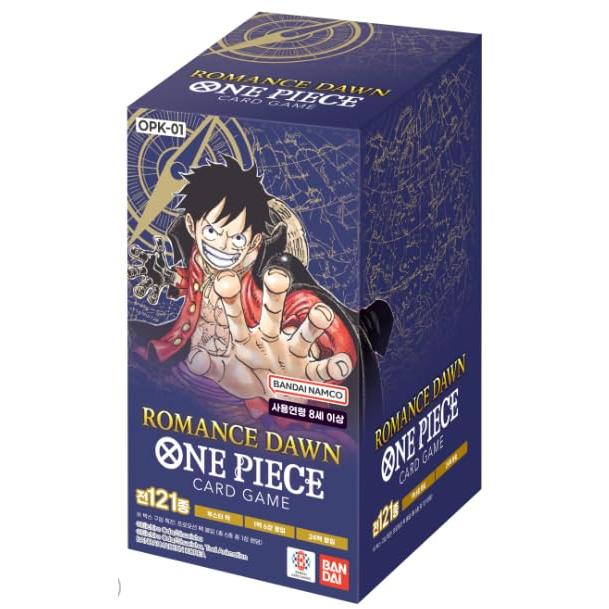 Romance Dawn OP01 Booster Box Korean Version, 24 Packs, 6 Cards per Pack + Heartforcards® Versandschutz