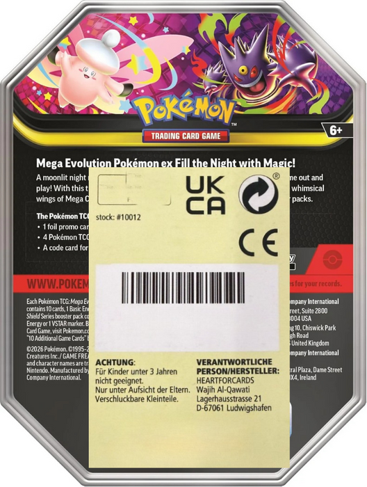 Pokémon Mega Moonlit Tin Box Gengar ex Englisch – 4 Boosterpacks + Promokarte