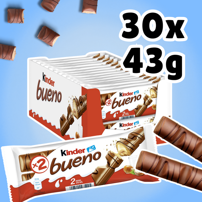 Kinder Bueno Double Bars – 30er Pack (30×43 g) Haselnuss-Schokoladenriegel