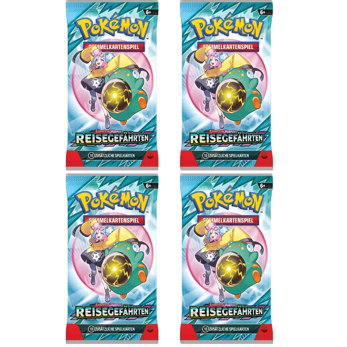 4x Pokémon Reisegefährten Booster | Karmesin & Purpur Erweiterung | Deutsch | 10 Karten pro Booster
