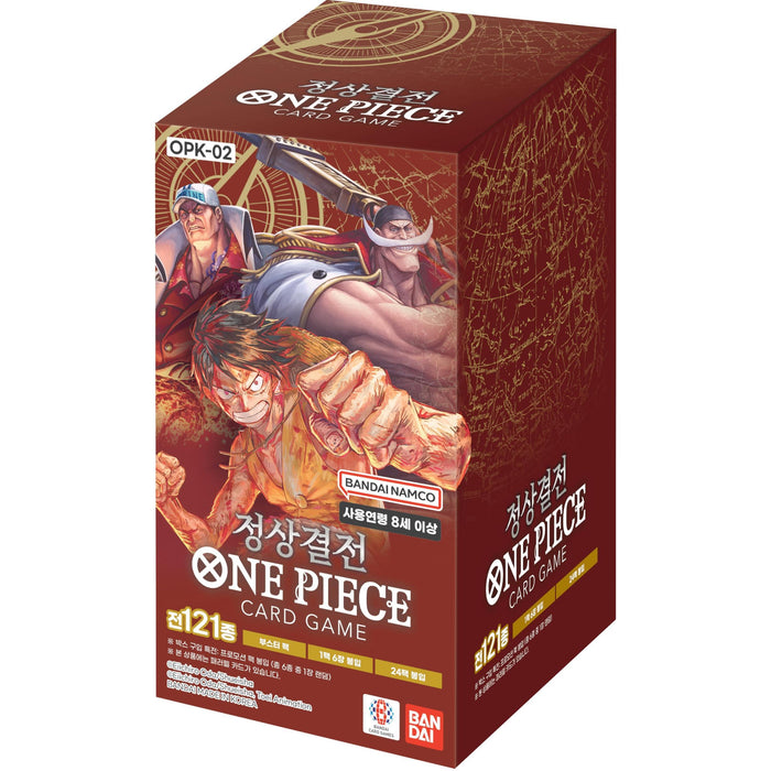 OPK-02 Paramount War – One Piece Card Game Booster Box (24 Packs à 6 Karten, Koreanische Version) + Heartforcards® Versandschutz