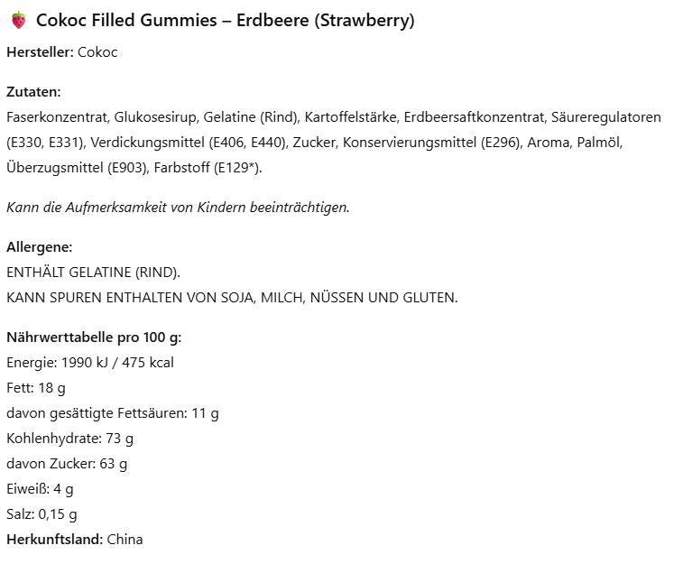 Cokoc Gefüllte Fruchtgummis Mix 3er Pack (3x60g) – White Peach, Pineapple & Strawberry – Soft Gummies mit Fruchtfüllung, Süßigkeit zum Naschen & Teilen