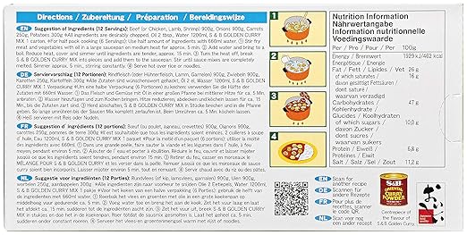 S&B Golden Curry Scharf – 220 g | Japanische Currymischung für intensive Würze | Aromatische Curry-Roux für Fleisch, Gemüse & Reis | Einfach zuzubereiten