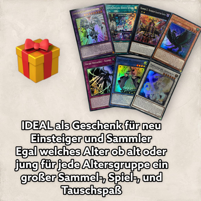 YU-GI-OH! 50 Holo Karten Sammlung - englisch - (z.B. XYZ, Synchro, Super, Ultra usw.) Yugioh Glitzer Karten + 1x Heartforcards Toploader