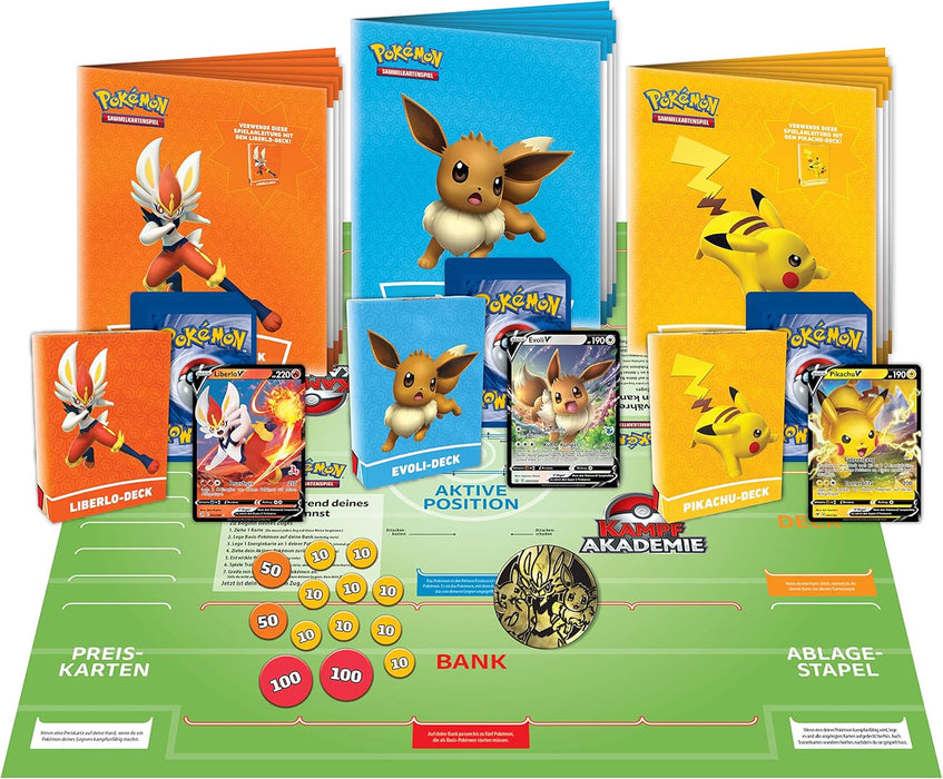 Pokémon Sammelkartenspiel – Kampfakademie (Liberlo-V, Pikachu-V & Evoli-V) – Deutsch