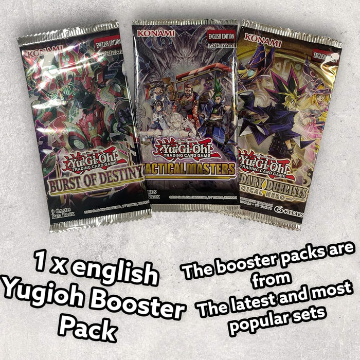 Yu-Gi-Oh! Sammelset – 100 Englische Karten (85 Common / 10 Rare / 5 Holo) + 1x zufälliger aktueller 1st Edition Booster – Mit Magiern oder Drachen!