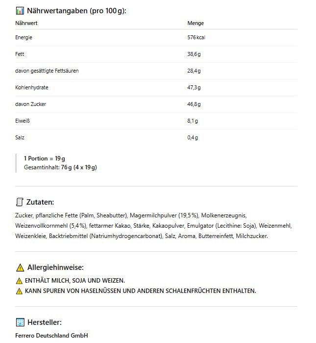 4 x Kinder Creamy – Milky & Crunchy – Knusprig-cremiger Milchsnack (4 x 19 g)