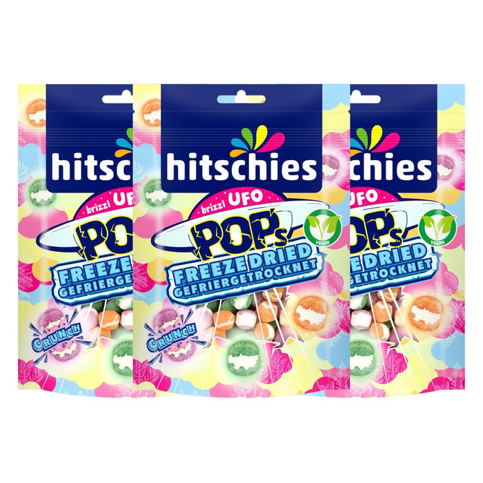 3x Hitschies Brizzl UFO Pops gefriergetrocknet | 3x 50g | Fruchtiger Space-Genuss mit kosmischem Crunch