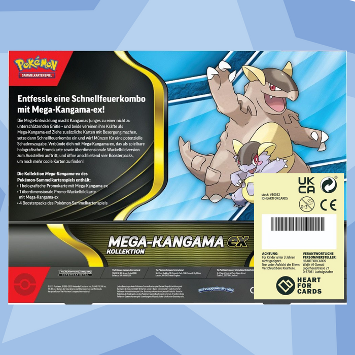 Pokémon Kollektion Mega‑Kangama‑ex (Deutsch) | Holo‑Promokarte + Jumbo‑Wackelbildkarte + 4 Boosterpacks
