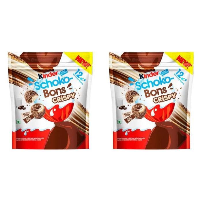 2er Set Kinder Crispy Schoko Bons - Mittel 2x67g - Knuspriger Schokoriegel mit cremiger Schokoladenfüllung