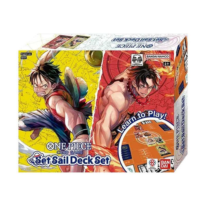 One Piece Card Game Set Sail Deck Set SD-01 – 2 Starter Decks mit Luffy & Ace, OP-17 Booster & Zubehör – Englisch