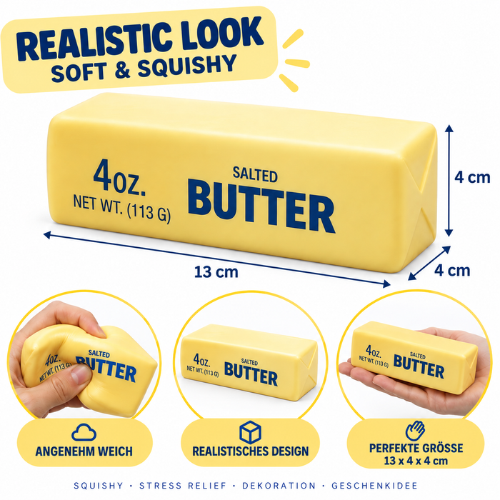 Butter Squishy Salzbutter – Anti-Stress Spielzeug 13,5 × 4 × 4 cm