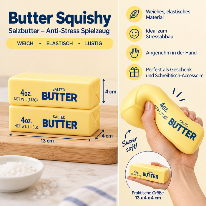 Butter Squishy Salzbutter – Anti-Stress Spielzeug 13,5 × 4 × 4 cm