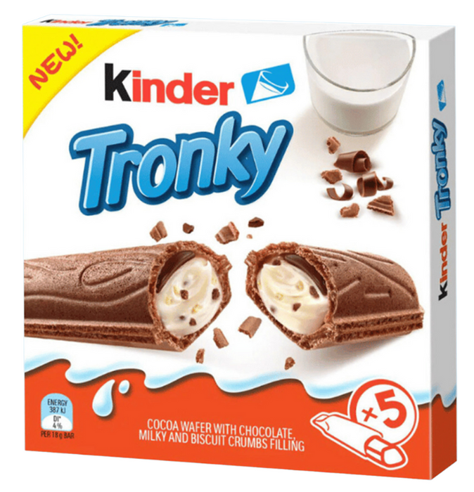 Kinder Tronky | Knusprige Waffel mit cremiger Haselnussfüllung | Ferrero | 5er-Pack