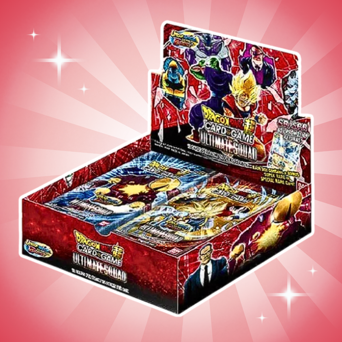 Dragon Ball Super Card Game Ultimate Squad Booster Display Englisch – 24 Boosterpacks, Sammelkarten Box, Offizielles TCG Set