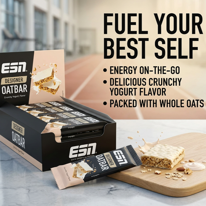 ESN Designer Oatbar Crunky Yogurt 12 x 100 g – Hafer-Riegel mit Joghurtüberzug, Keks- und Schokoladenstückchen